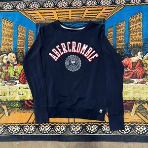 Abercrombie and fitch Men's Navy Red Sweatshirt crewneck size small y2k preppy